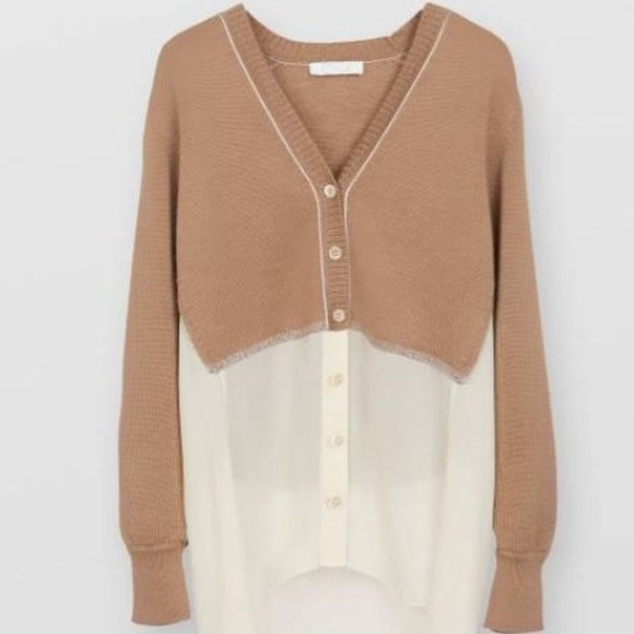 CHLOE Silk-Georgette And Knitted Wool Cardigan - NEW!🆕🆕🆕 - Picture 2 of 14